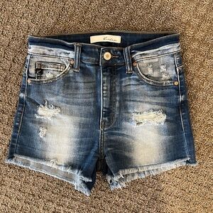 KanCan Women's Distressed Denim Shorts - Blue